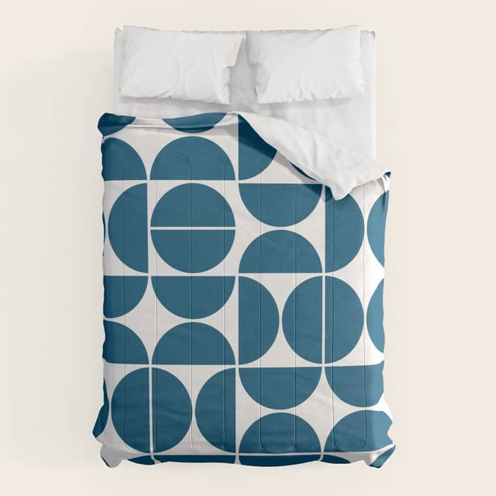 Mid Century Modern Geometric 04 Blue Comforter