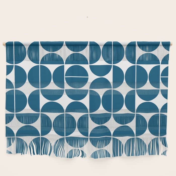 Mid Century Modern Geometric 04 Blue Wall Hanging