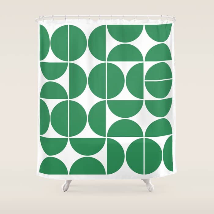 Mid Century Modern Geometric 04 Green Shower Curtain
