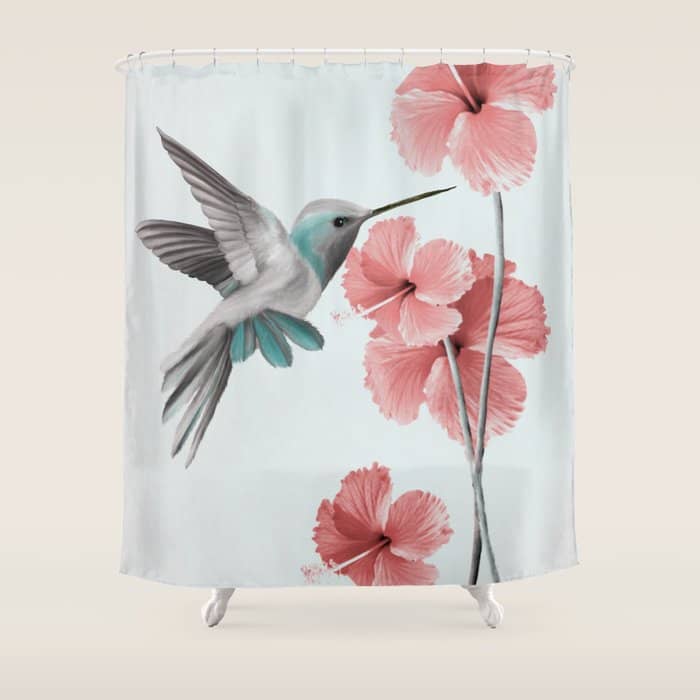 Hummingbird With Hibiscus Shower Curtain