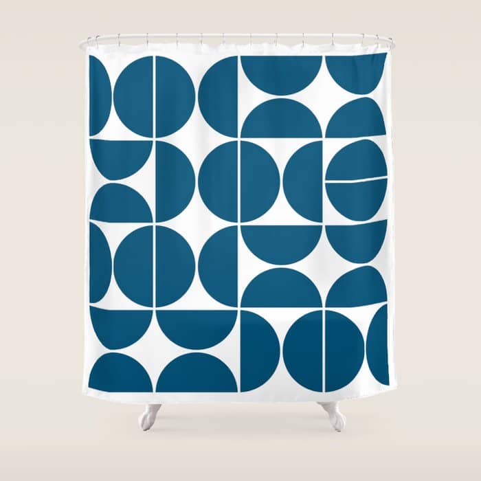 Mid Century Modern Geometric 04 Blue Shower Curtain