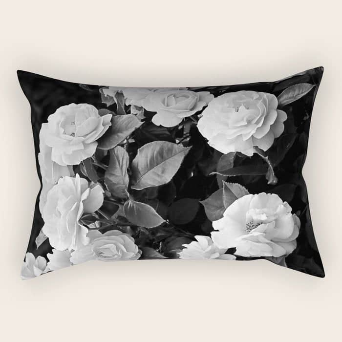 Black And White Roses Rectangular Pillow