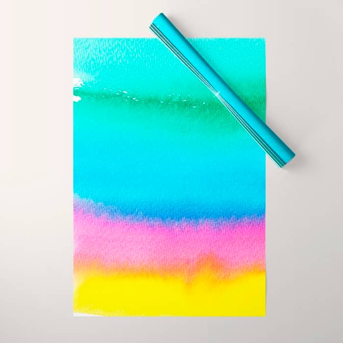 Rainbow, Watercolor Painting Abstract Colorful Fun, Urban Eclectic Contemporary Party Bohemian Wrapping Paper