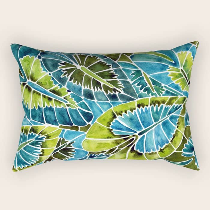 Schismatoglottis Calyptrata - Teal Palette Rectangular Pillow