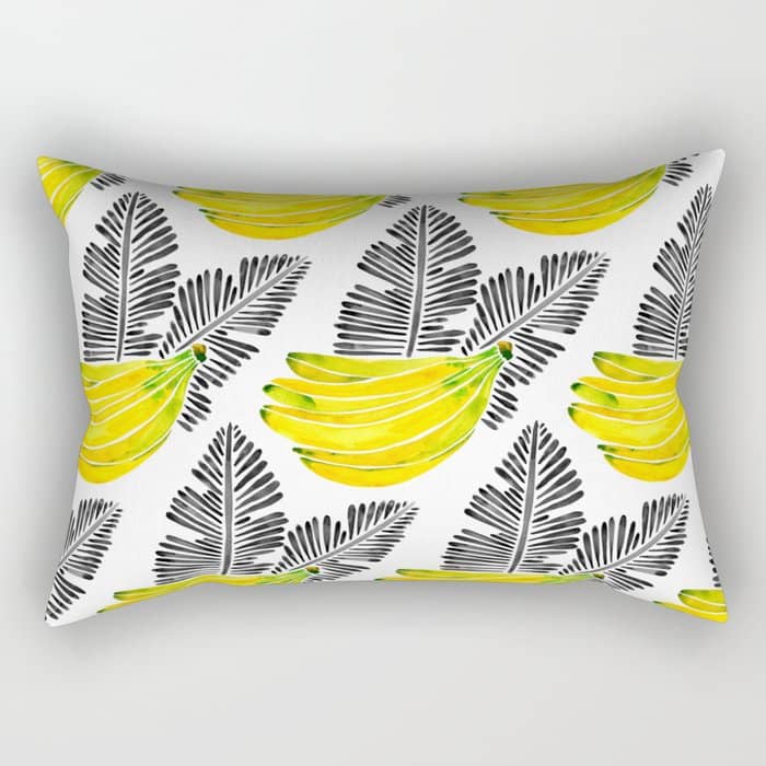 Banana Bunch - Yellow & Black Palette Rectangular Pillow