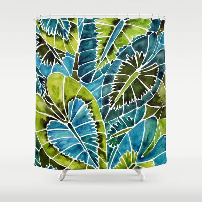 Schismatoglottis Calyptrata - Teal Palette Shower Curtain