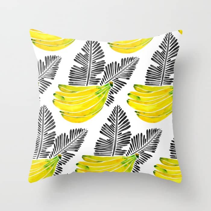 Banana Bunch - Yellow & Black Palette Throw Pillow
