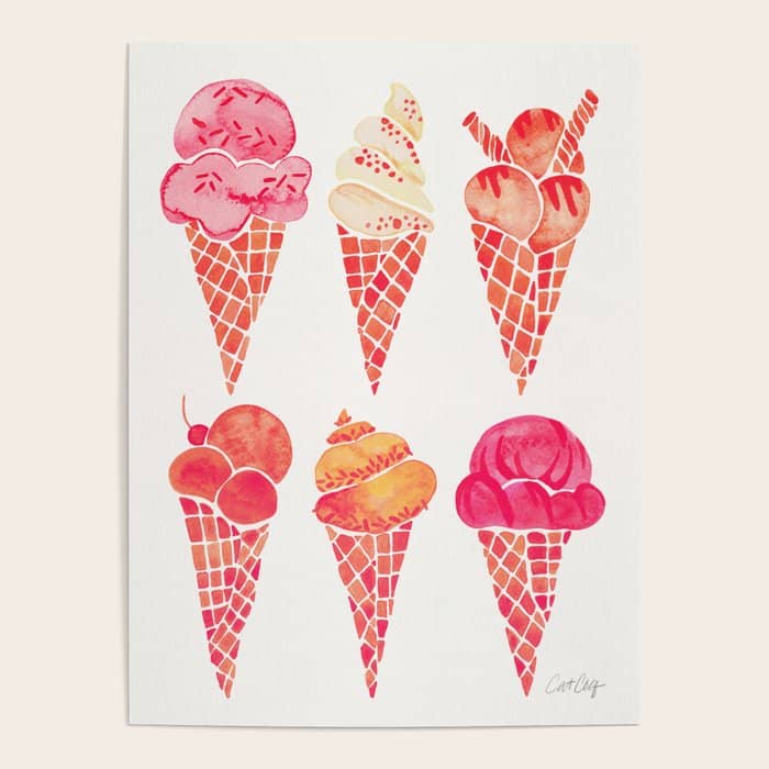 Ice Cream Cones - Pink & Peach Palette Poster