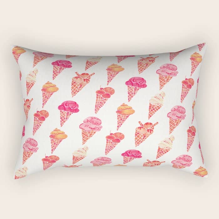Ice Cream Cones - Pink & Peach Palette Rectangular Pillow