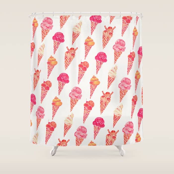 Ice Cream Cones - Pink & Peach Palette Shower Curtain