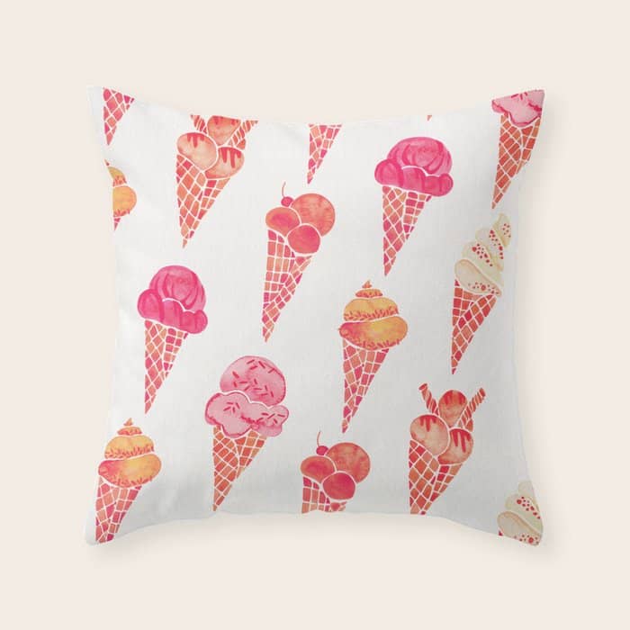 Ice Cream Cones - Pink & Peach Palette Throw Pillow