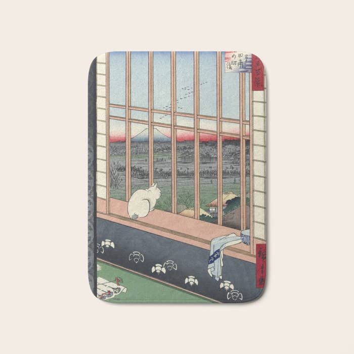Utagawa Hiroshige Japanese Woodblock Cat Print Bath Mat