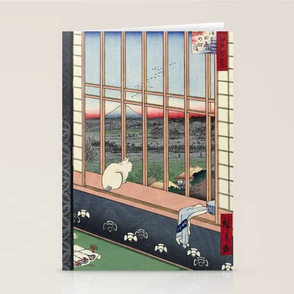 Utagawa Hiroshige Japanese Woodblock Cat Print Stationery Card