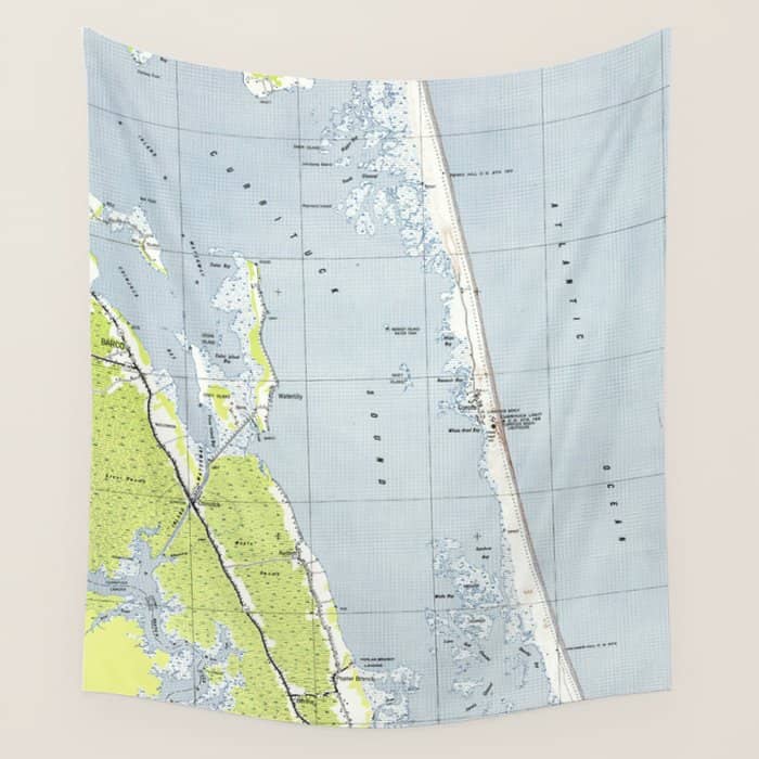 Vintage Northern Outer Banks Map (1940) Wall Tapestry