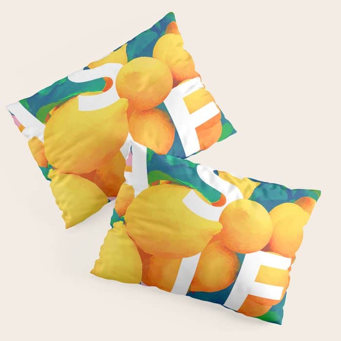 As If. | Typography Attitude Confidence Quote | Lemon Garden Botanical Vintage Quirky Lettering Pillow Sham