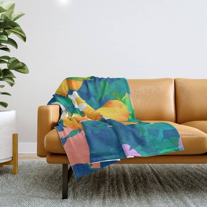As If. | Typography Attitude Confidence Quote | Lemon Garden Botanical Vintage Quirky Lettering Throw Blanket