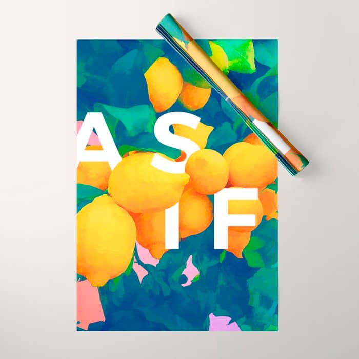 As If. | Typography Attitude Confidence Quote | Lemon Garden Botanical Vintage Quirky Lettering Wrapping Paper