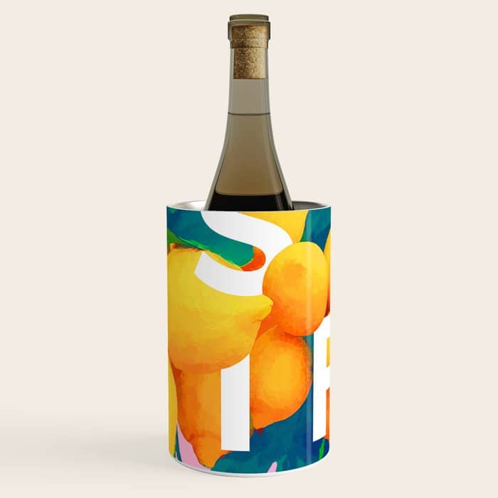 As If. | Typography Attitude Confidence Quote | Lemon Garden Botanical Vintage Quirky Lettering Wine Chiller