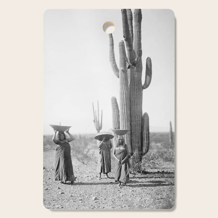 Vintage Native American Photo With Saguao Cactus Cutting Board
