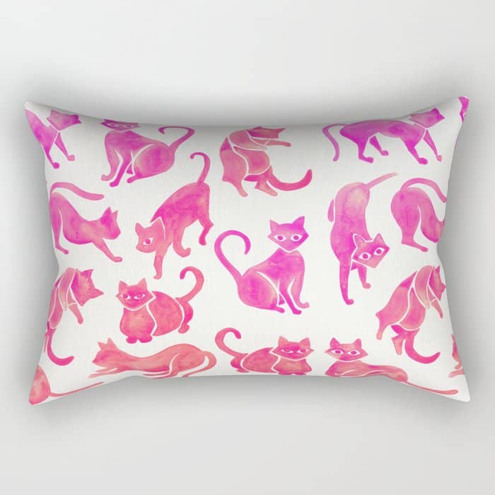 Cat Positions - Pink Ombrã© Palette Rectangular Pillow