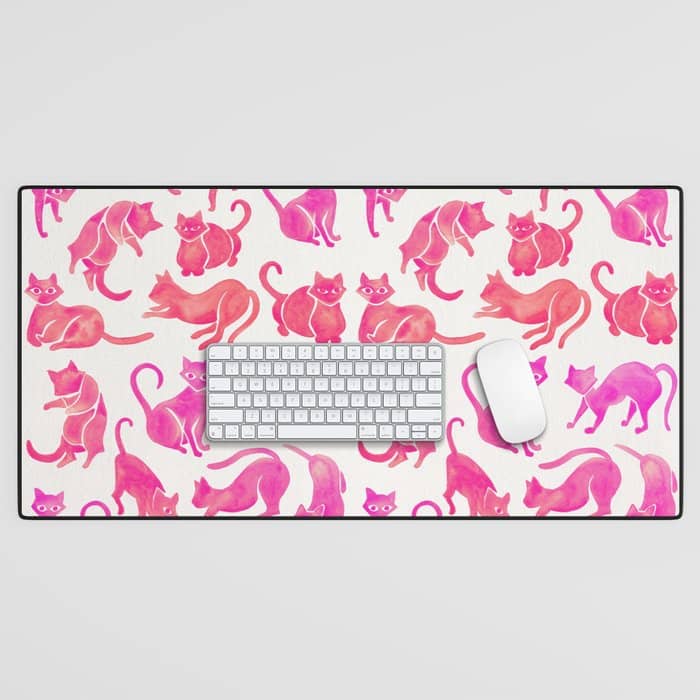 Cat Positions - Pink Ombrã© Palette Desk Mat