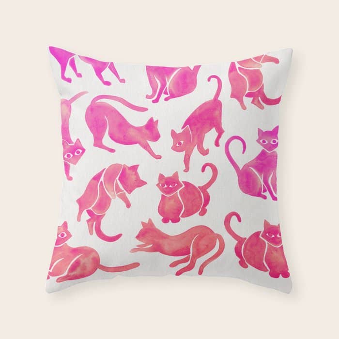 Cat Positions - Pink Ombrã© Palette Throw Pillow