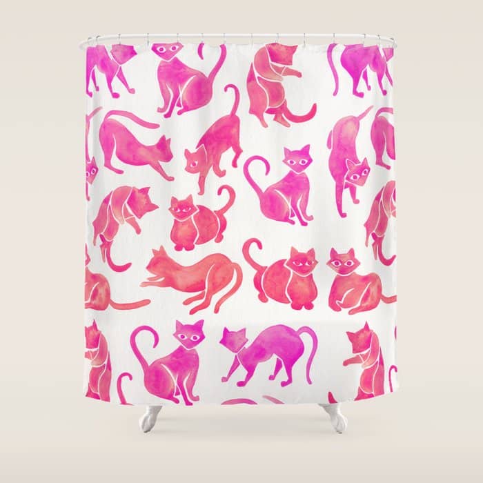 Cat Positions - Pink Ombrã© Palette Shower Curtain