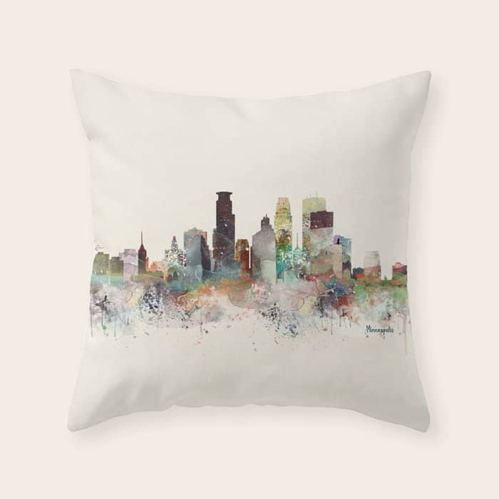 Minneapolis Minnesota Skyline Throw Pillow