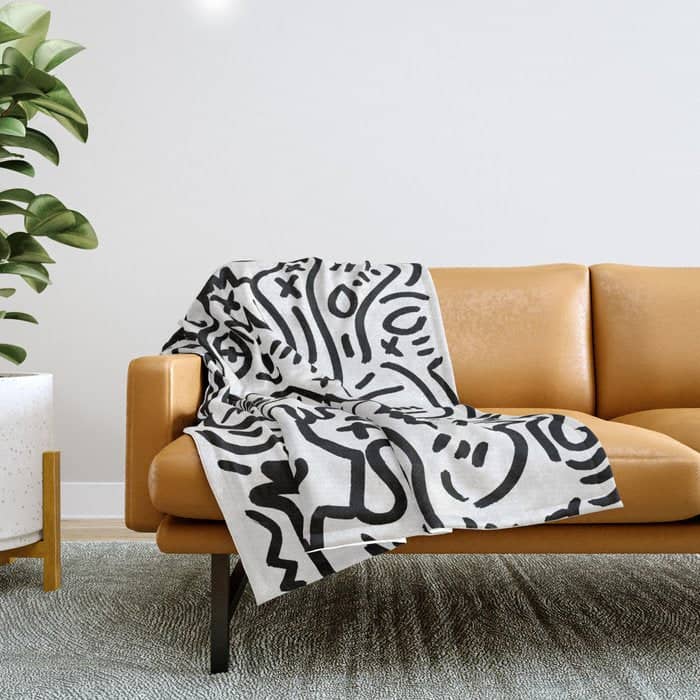 Graffiti Street Art Black And White Throw Blanket