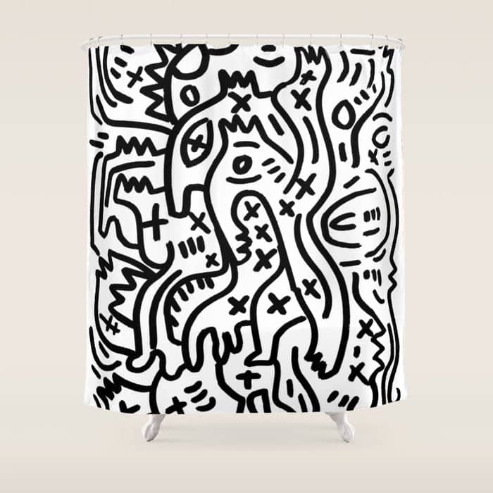 Graffiti Street Art Black And White Shower Curtain