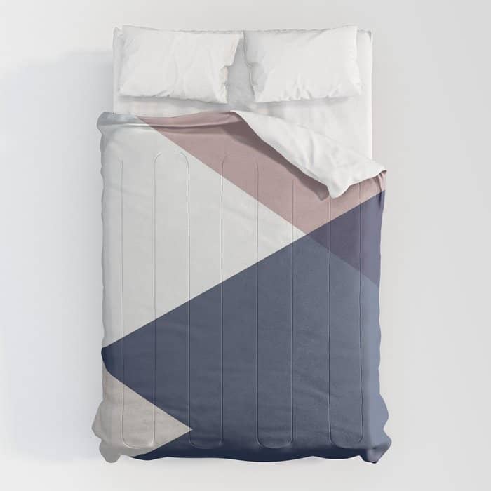 Geometrics - Blush Indigo Rose Gold Comforter