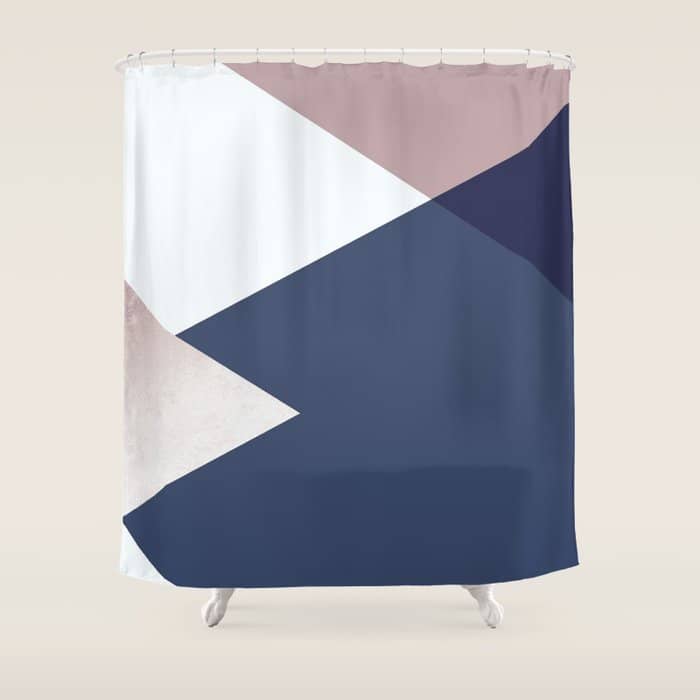 Geometrics - Blush Indigo Rose Gold Shower Curtain