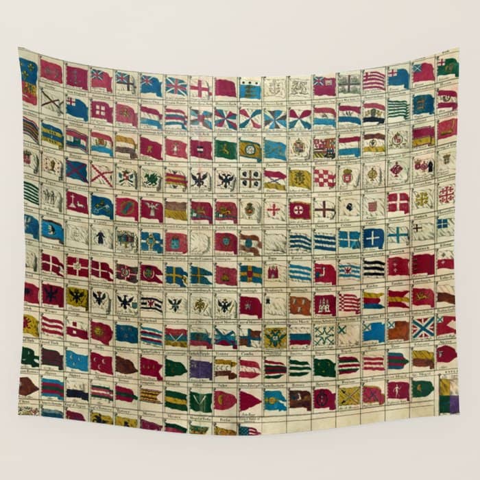 Vintage Naval Flags Of The World Illustration Wall Tapestry