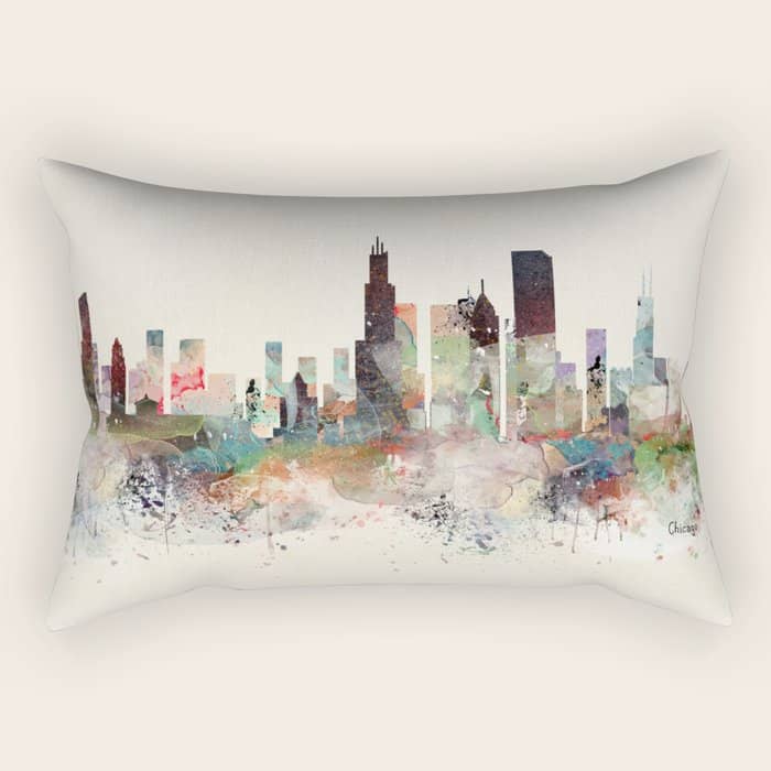 Chicago Illinois Skyline Rectangular Pillow