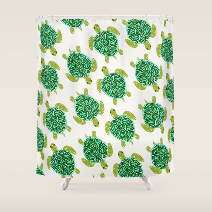 Sea Turtle - Green Palette Shower Curtain