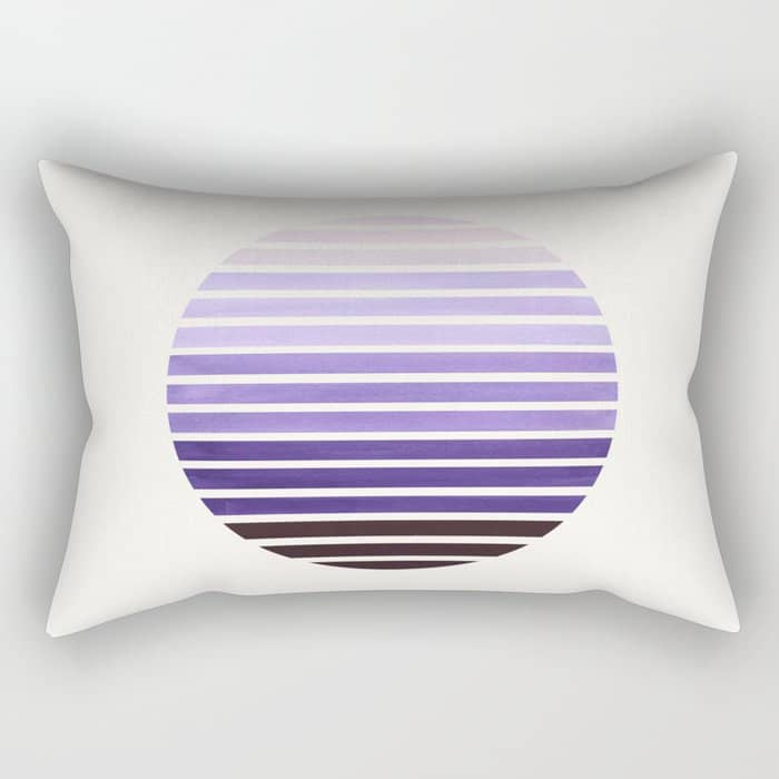 Purple Mid Century Modern Minimalist Scandinavian Colorful Stripes Geometric Pattern Round Circle Fr Rectangular Pillow