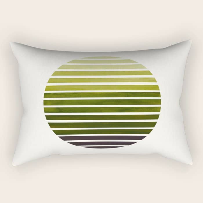 Olive Green Mid Century Modern Minimalist Scandinavian Colorful Stripes Geometric Pattern Round Circ Rectangular Pillow