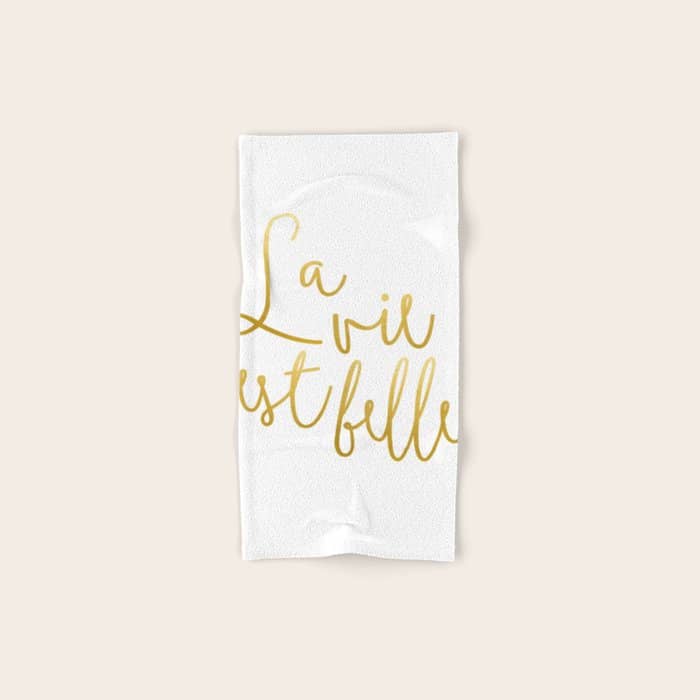 La Vie Est Belle #Homestorie #Typography #Buyart Bath Towel