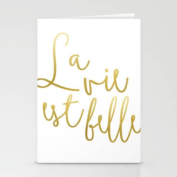 La Vie Est Belle #Homestorie #Typography #Buyart Stationery Card