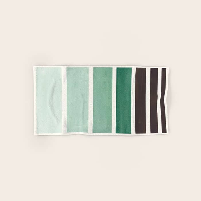 Deep Green Minimalist Watercolor Mid Century Staggered Stripes Rothko Color Block Geometric Art Bath Towel