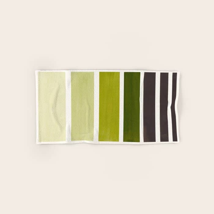 Olive Green Minimalist Watercolor Mid Century Staggered Stripes Rothko Color Block Geometric Art Bath Towel