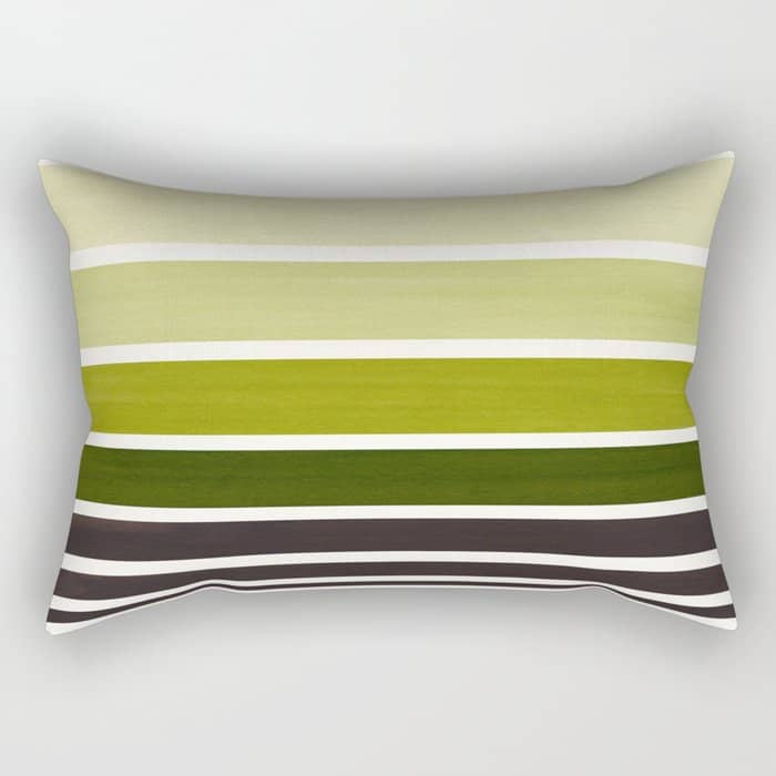 Olive Green Minimalist Watercolor Mid Century Staggered Stripes Rothko Color Block Geometric Art Rectangular Pillow