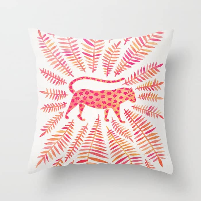 Jaguar - Pink Ombrã© Palette Throw Pillow