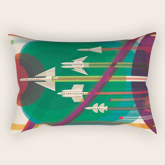 Nasa Retro Space Travel Poster The Grand Tour Rectangular Pillow