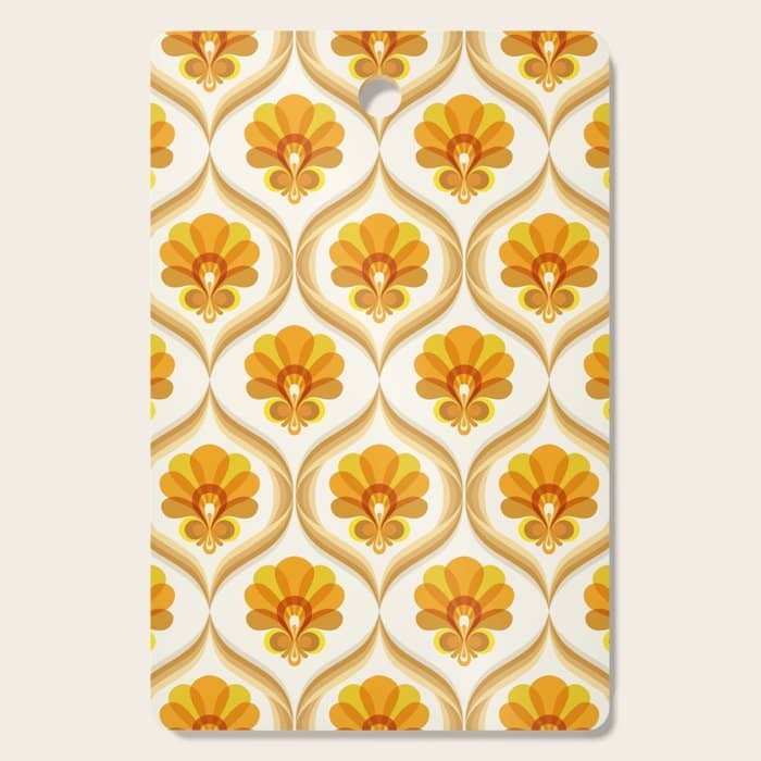 Ivory, Orange, Yellow And Brown Floral Retro Vintage Pattern Cutting Board