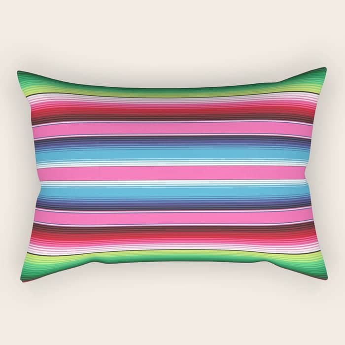 Pink Mexican Serape Blanket Stripes Rectangular Pillow