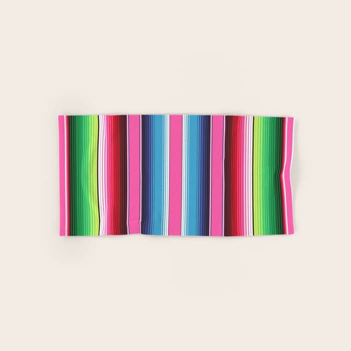Pink Mexican Serape Blanket Stripes Bath Towel