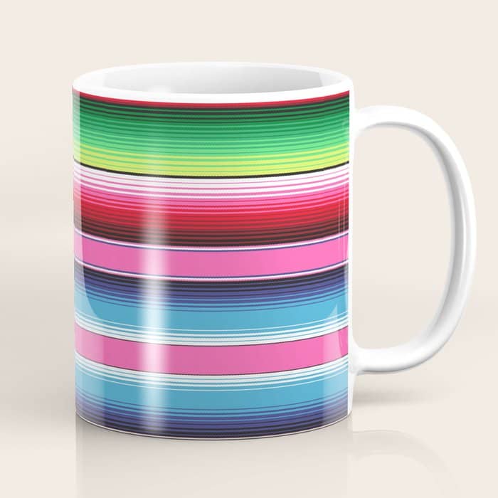 Pink Mexican Serape Blanket Stripes Coffee Mug