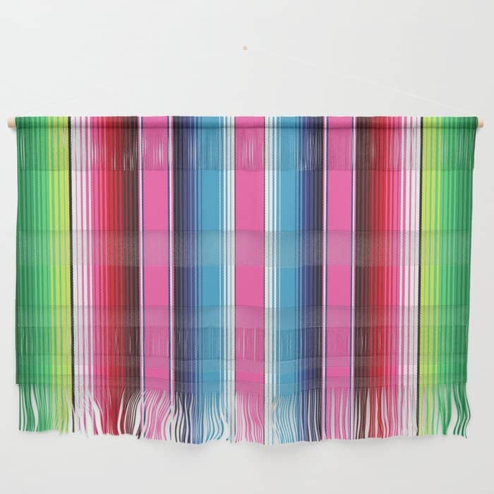 Pink Mexican Serape Blanket Stripes Wall Hanging