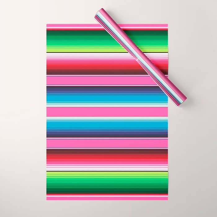 Pink Mexican Serape Blanket Stripes Wrapping Paper